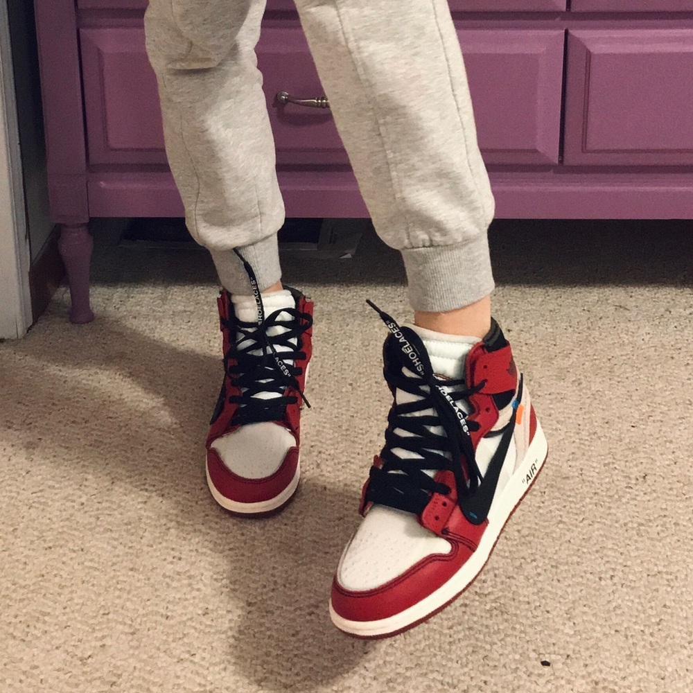 White and red sneakers